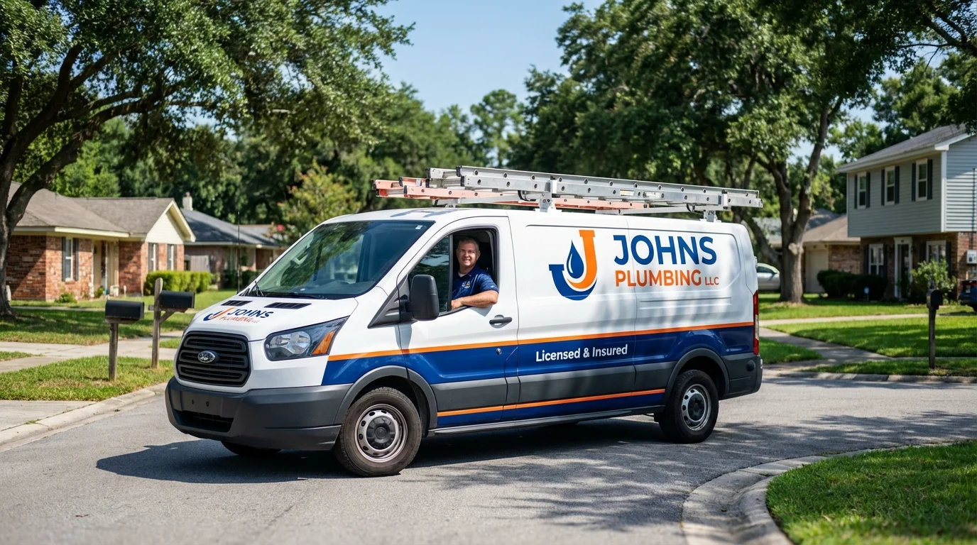 Johns Plumbing LLC service van in Wilmerding, PA
