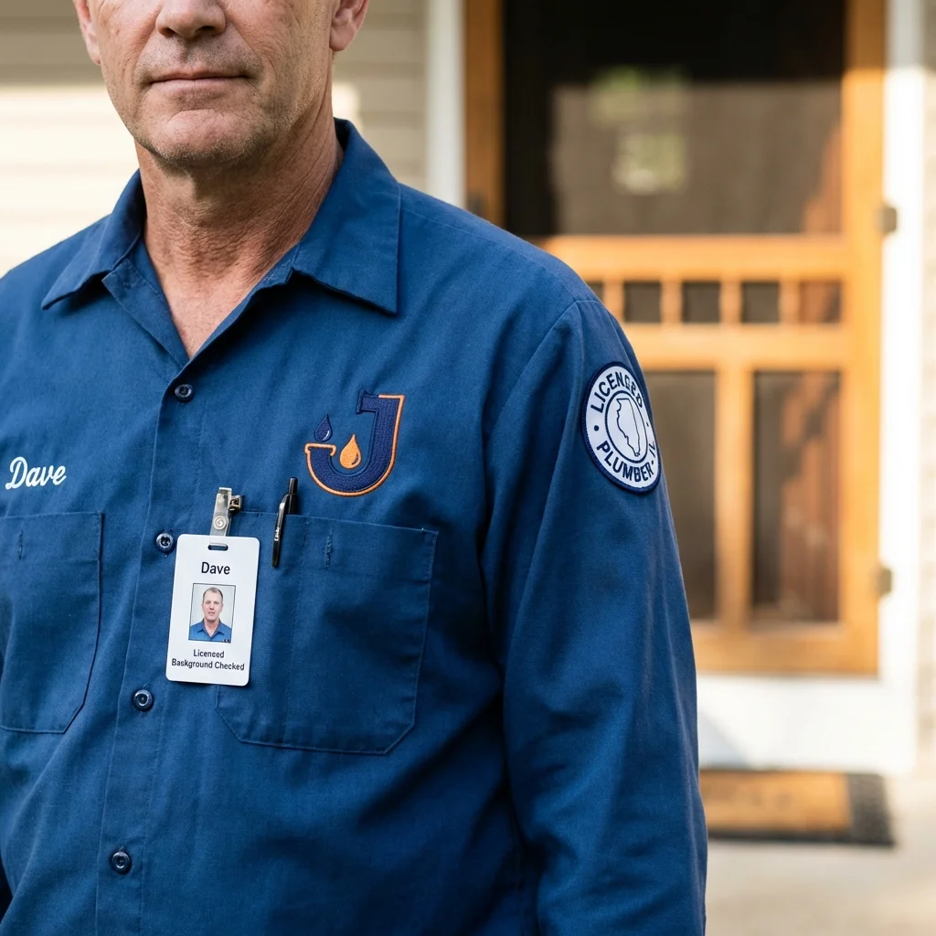 Licensed plumber showing ID badge in Wilmerding, PA