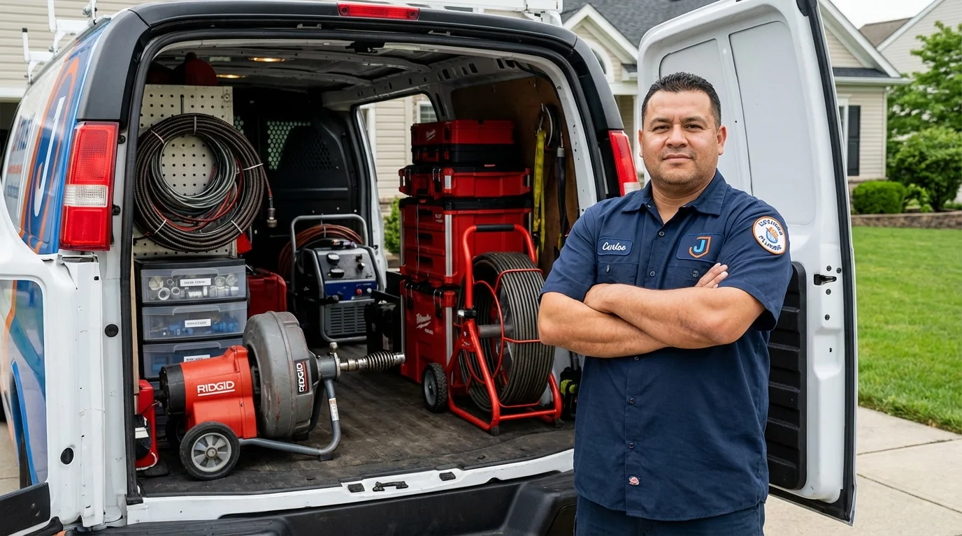 Professional drain cleaning equipment and Johns Plumbing LLC plumber in Wilmerding
