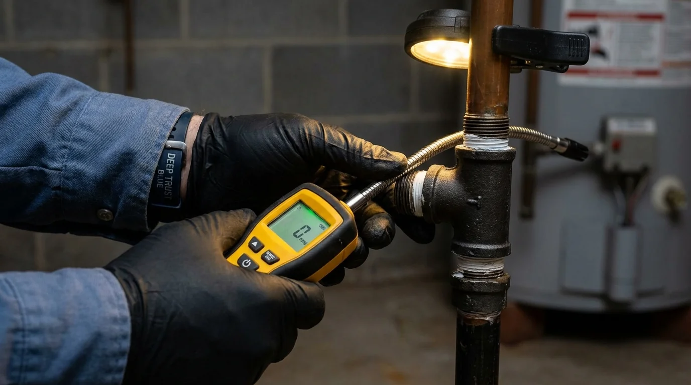 Gas leak detection with electronic sniffer by Johns Plumbing LLC in Wilmerding