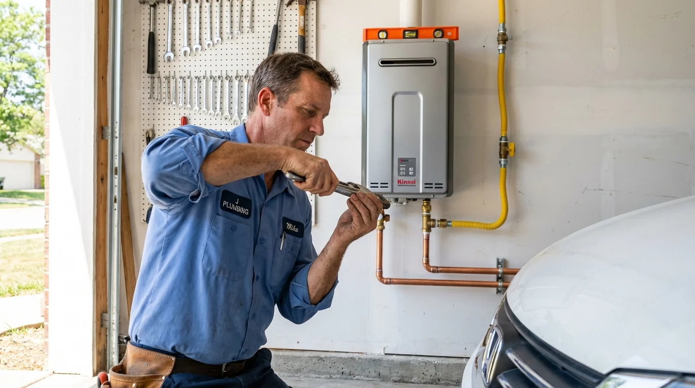 Tankless water heater installation by a Johns Plumbing LLC plumber in Wilmerding